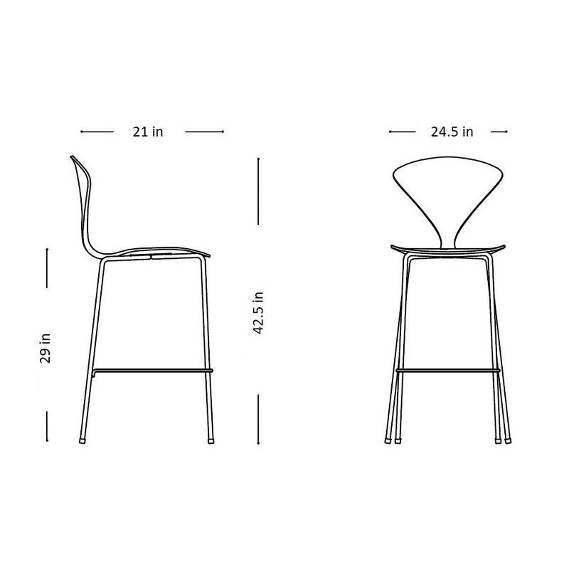 Bar Stool with Chrome Base - Upholstered Seat