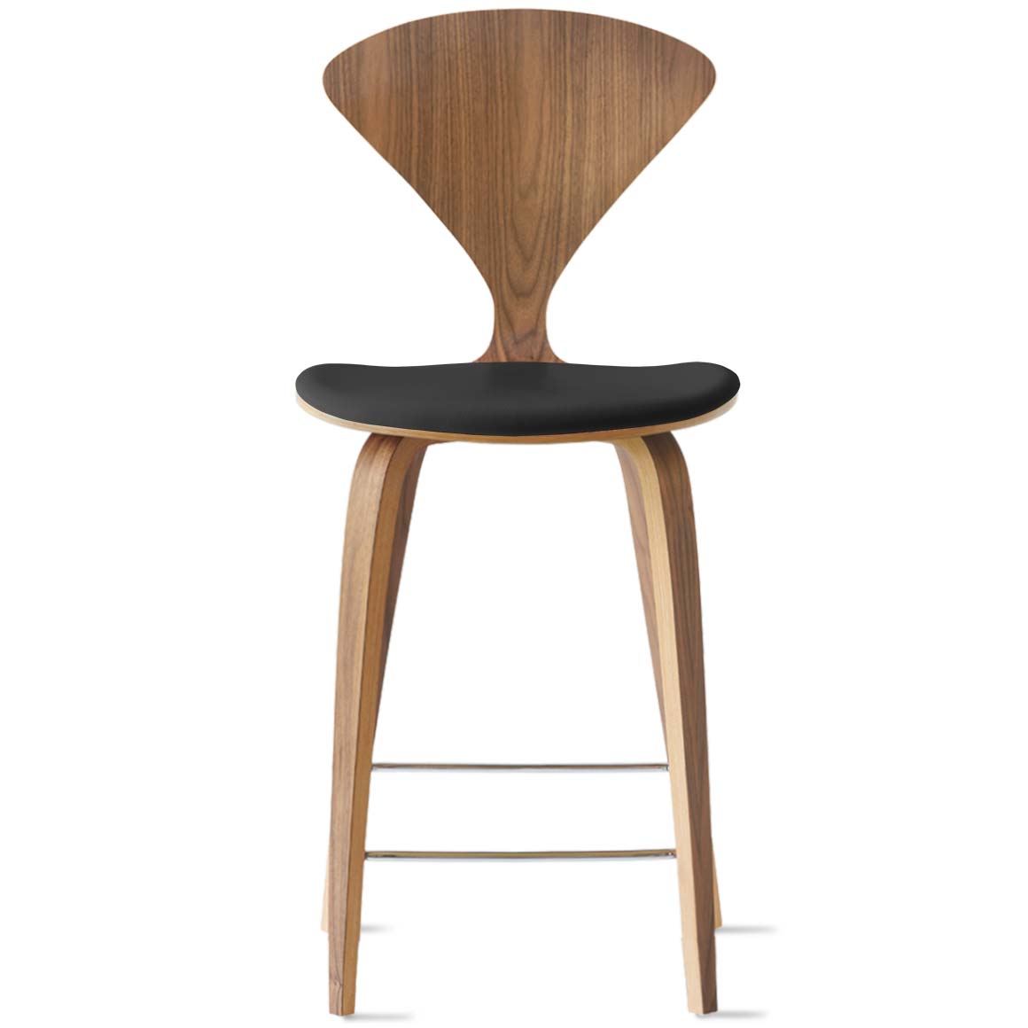 Bar Stool with Wood Base - Upholstered Seat