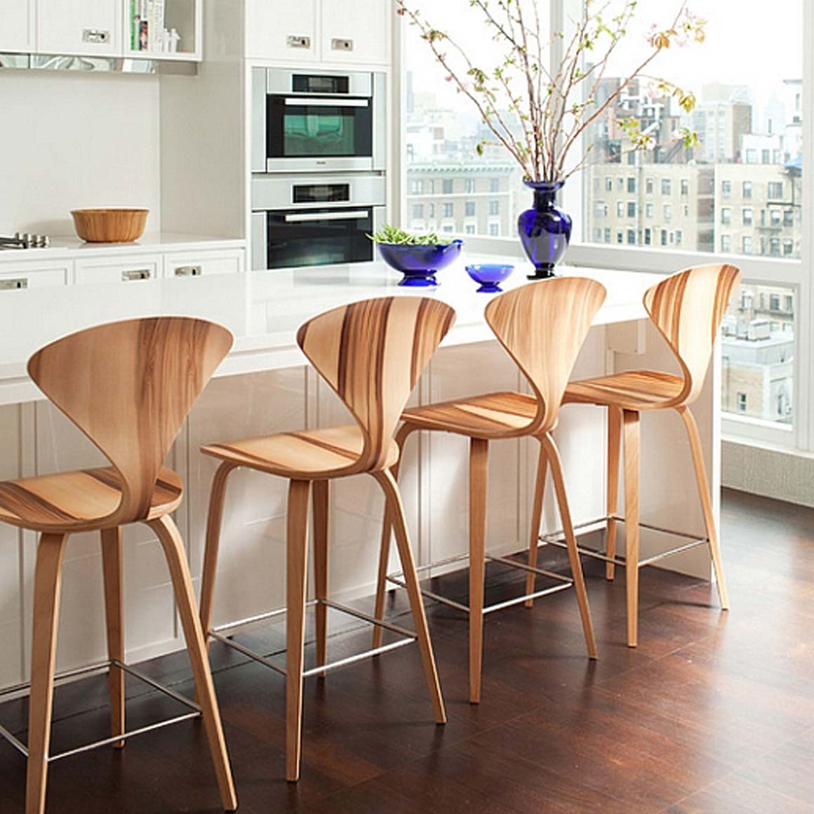 Counter Stool with Wood Base