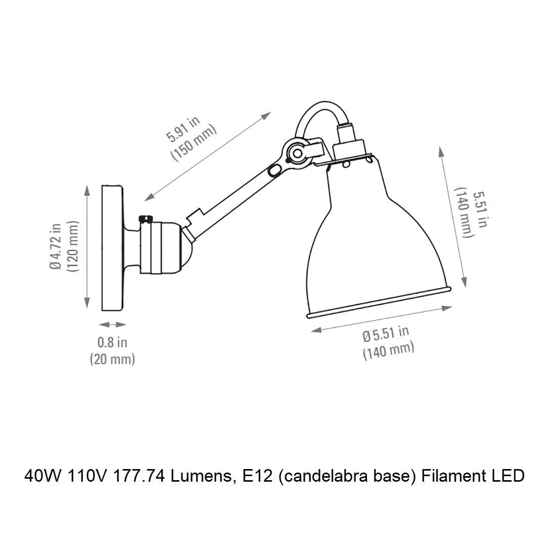 Lampe Gras N¡ã304 Wall Sconce