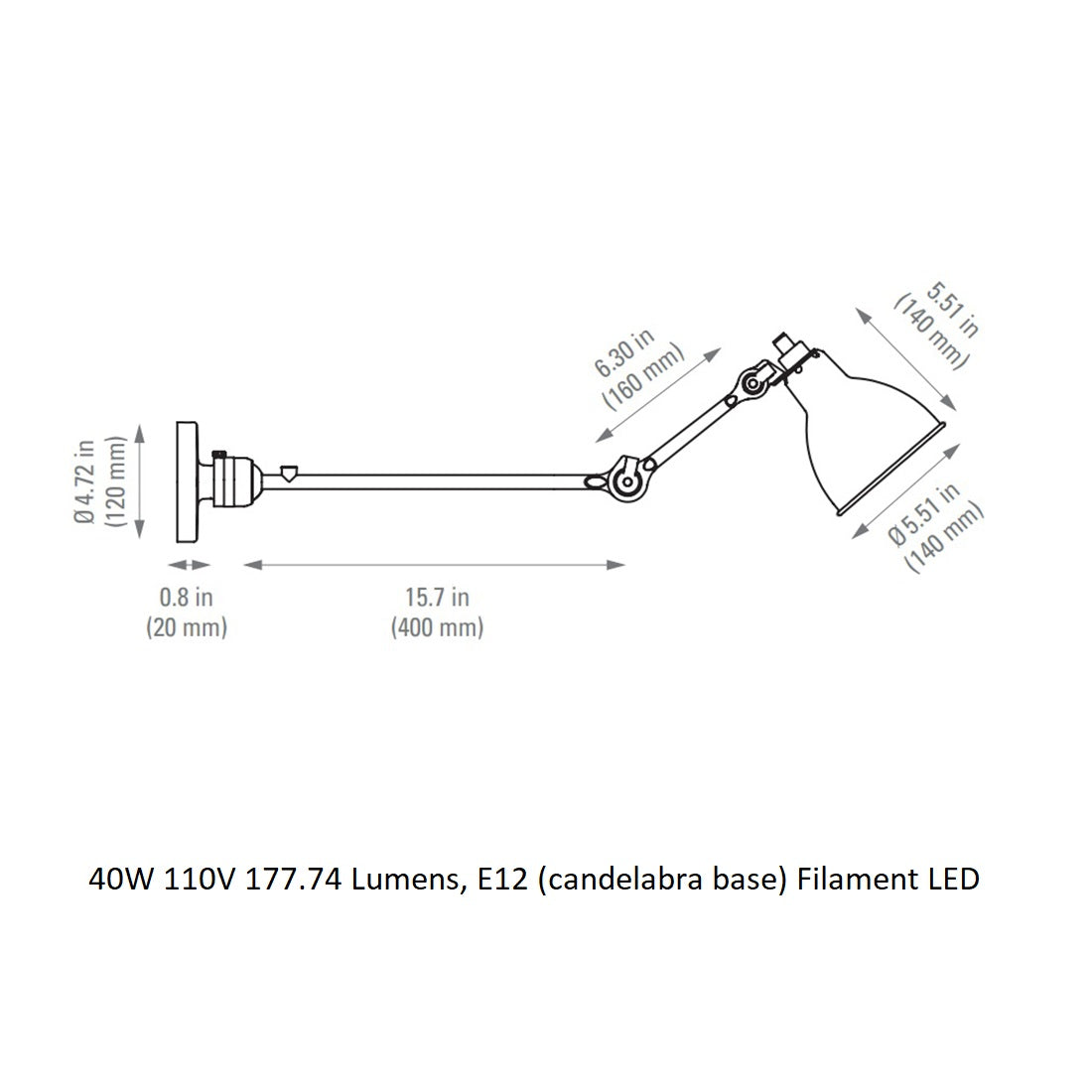 Lampe Gras N¡ã304L40 Wall Sconce