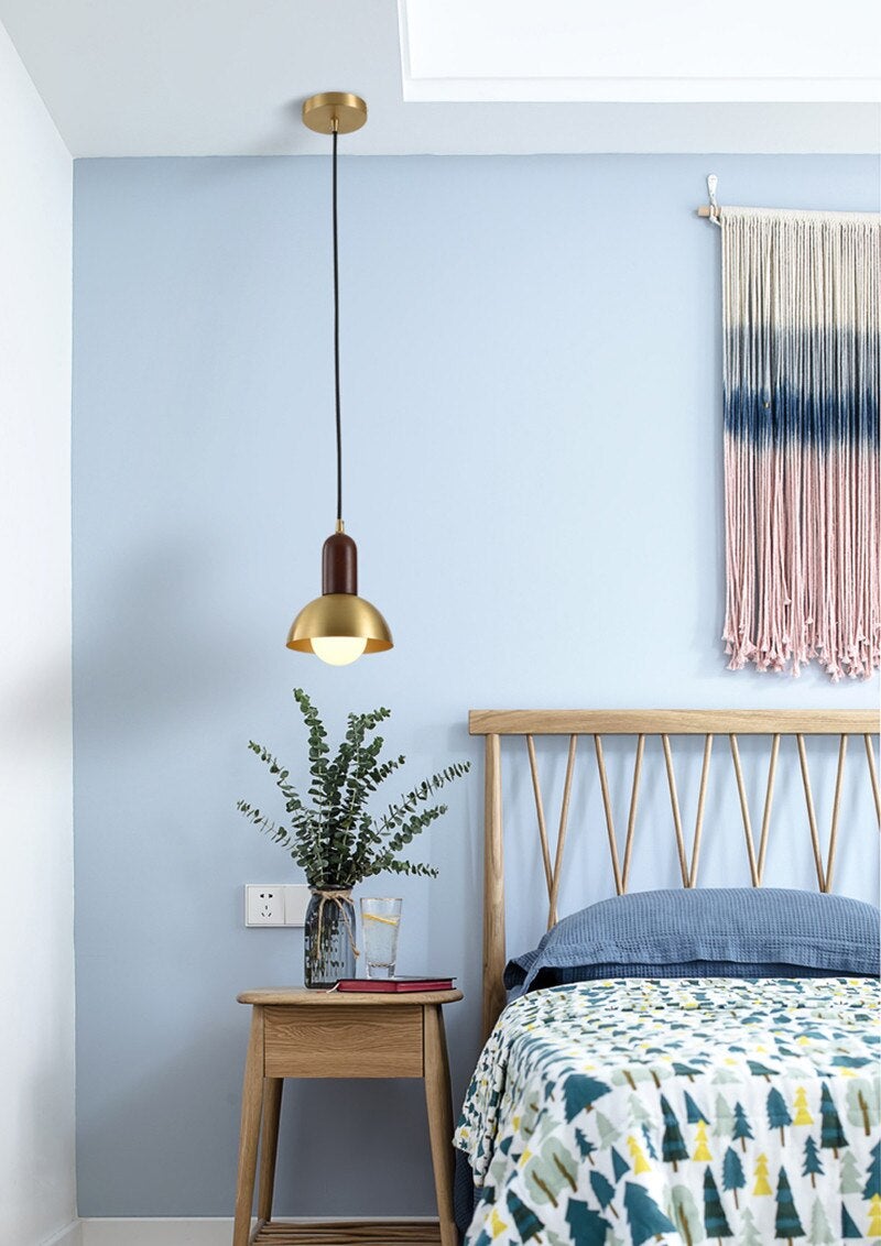 Cusi Wooden Brass Pendant Light