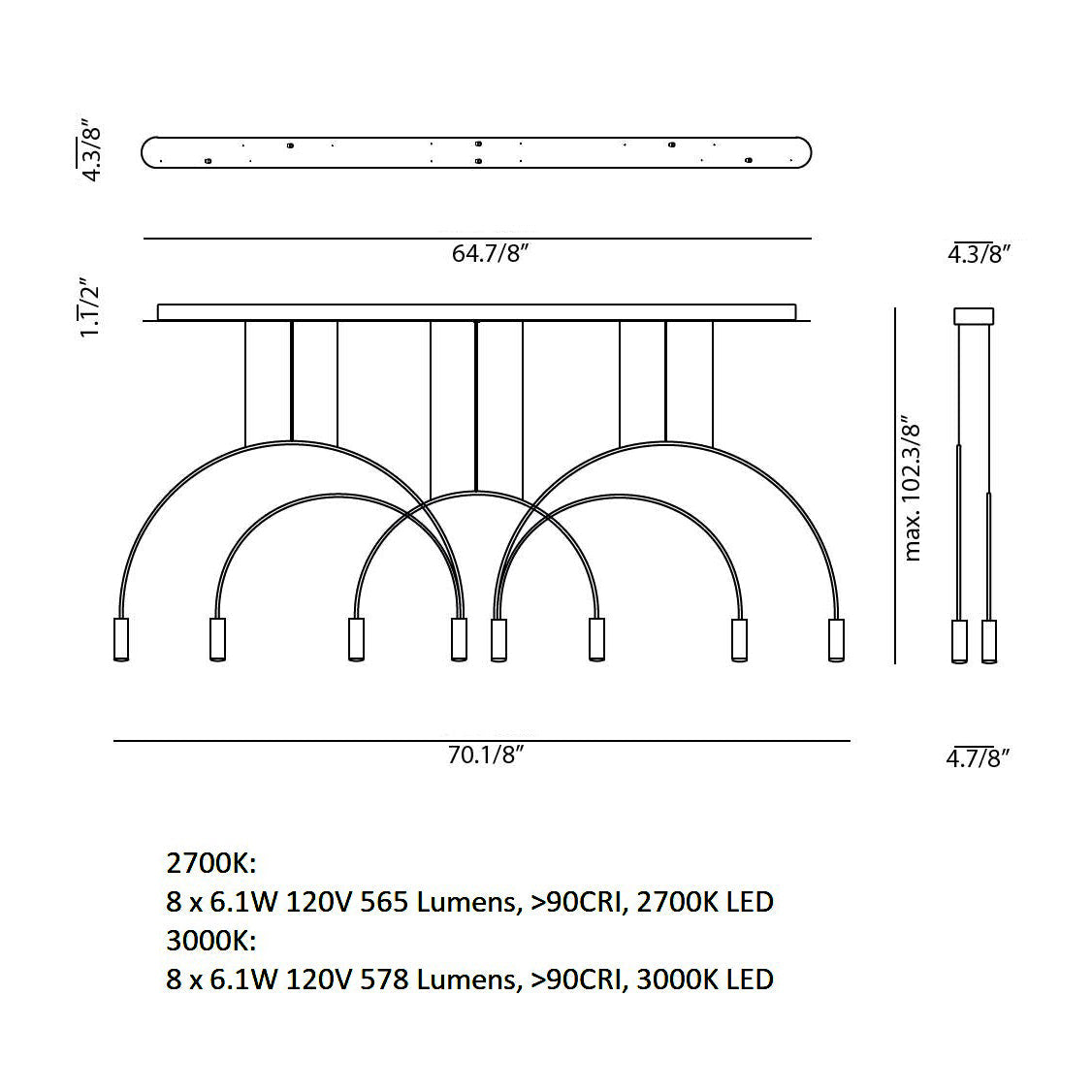 Volta L165.1T.1D.1T Linear Pendant Light