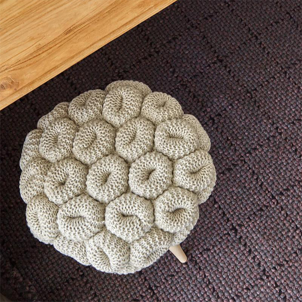 Knitted Rings Grey Stool
