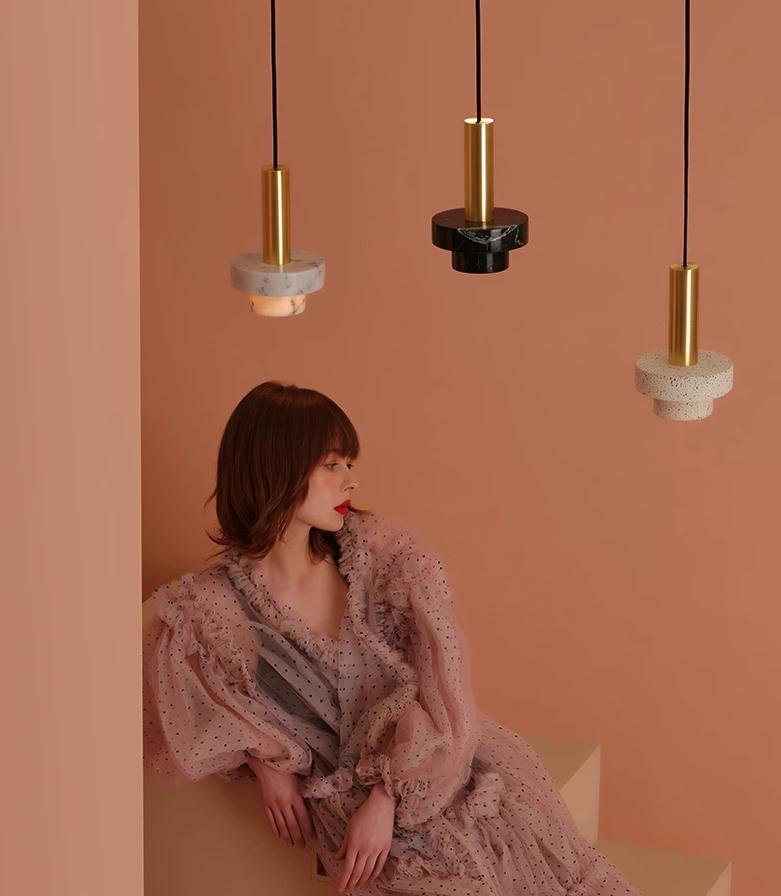 Lagri I Marble Brass Pendant Light