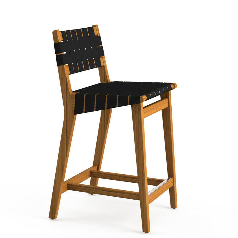 Risom Outdoor Stool with Webbed Seat and Back