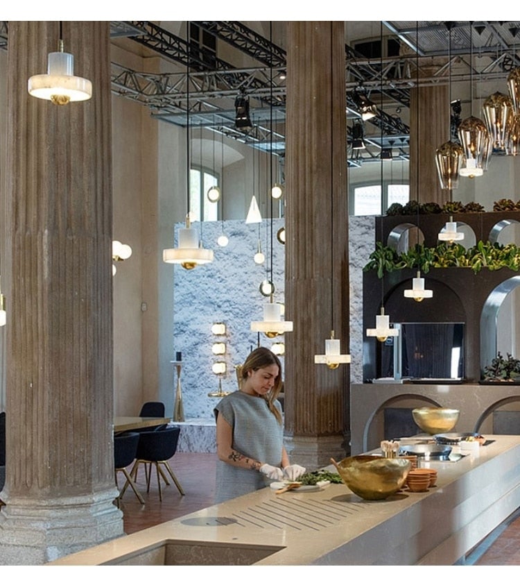 Galia Brass Marble Pendant Light