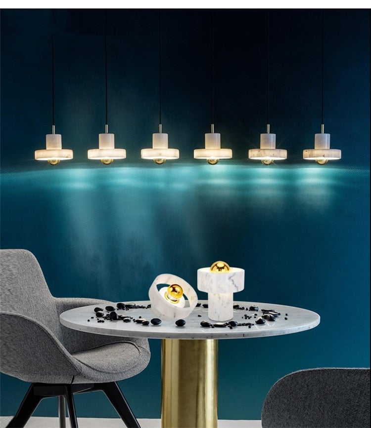 Galia Brass Marble Pendant Light