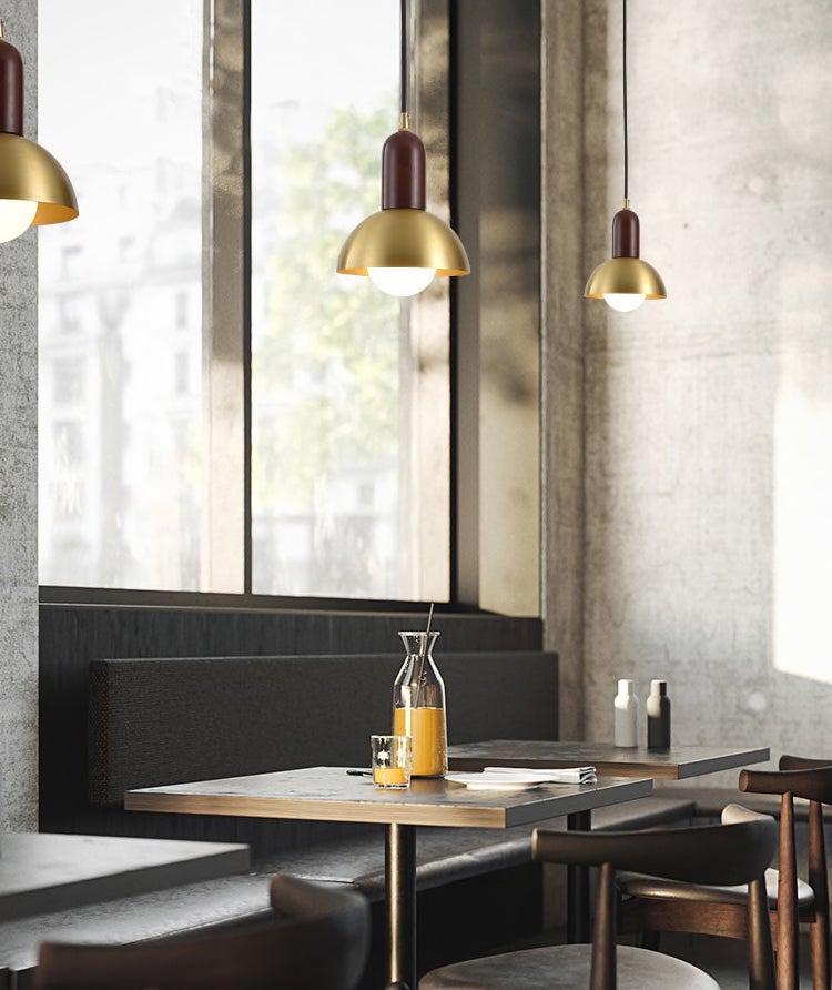 Cusi Wooden Brass Pendant Light