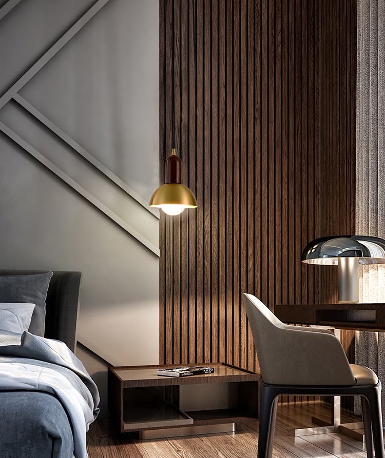 Cusi Wooden Brass Pendant Light