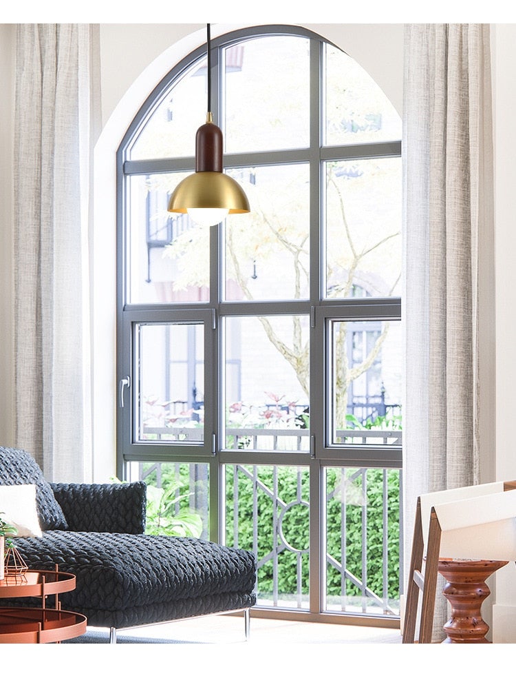 Cusi Wooden Brass Pendant Light