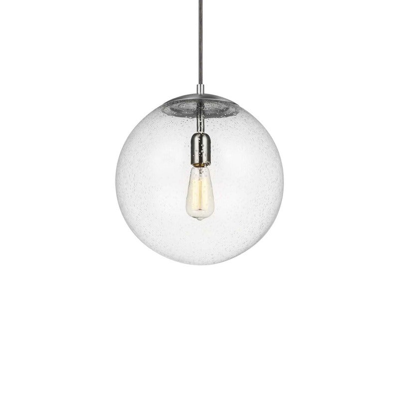 Leo Globe Pendant Light - Clear Seeded Glass