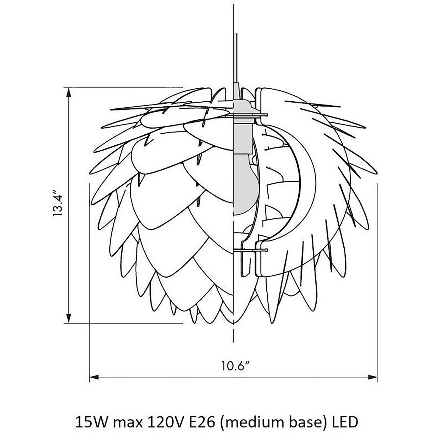 Steel / Black Hardwired with Canopy / Small: 10.6 in diameter Silvia Pendant Light OPEN BOX