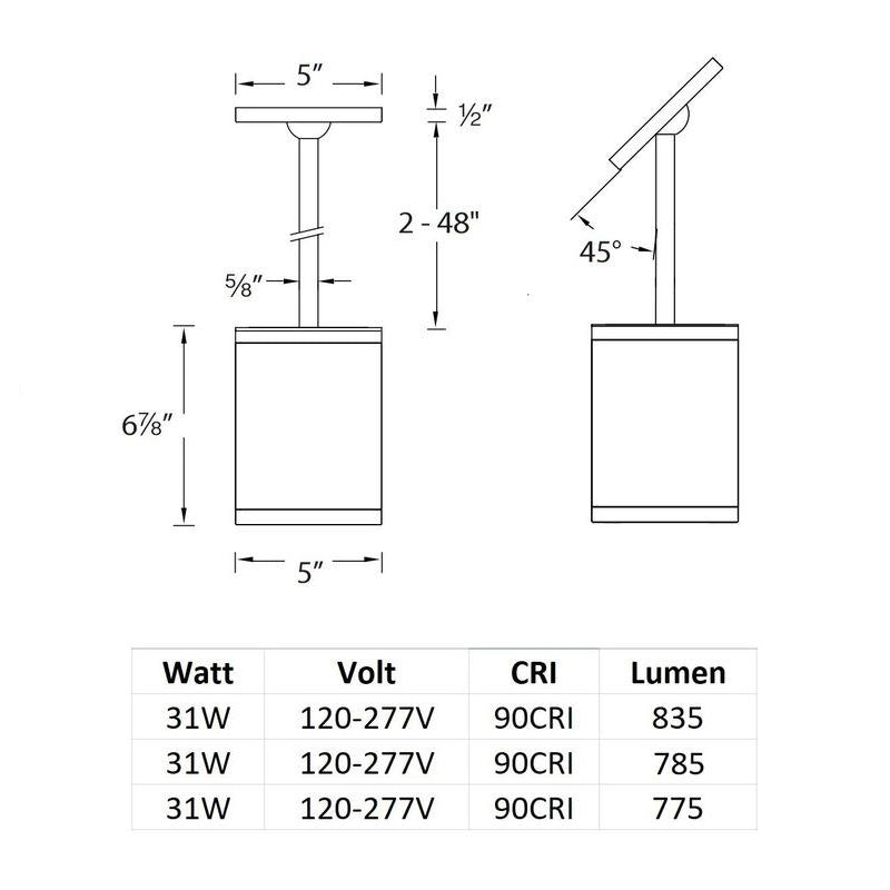 Tube Architectural Color Changing Pendant Light