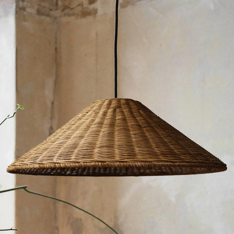 Retro Woven Rattan Cone Umbrella Rattan Pendant Light
