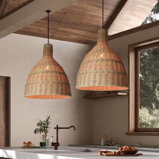 New Large Wabi-sabi Style Rattan Pendant Light