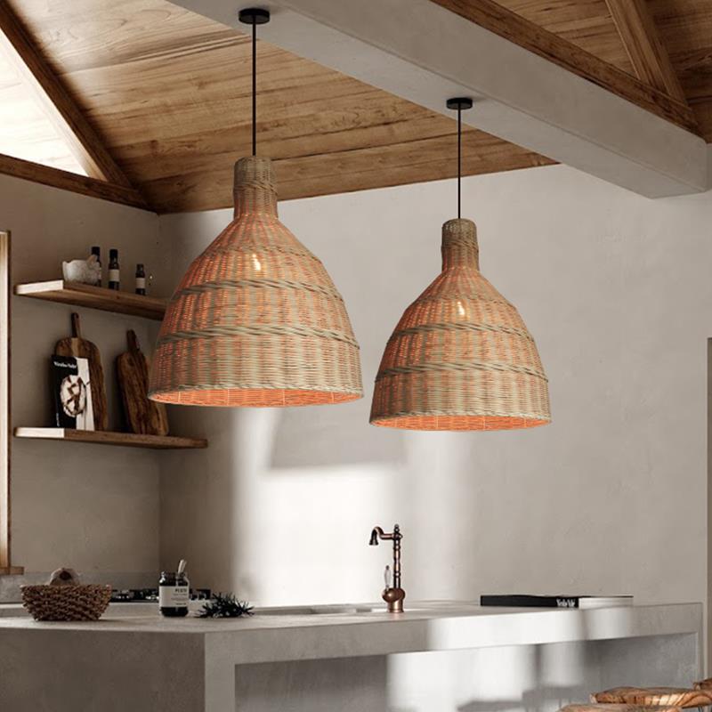 New Large Wabi-sabi Style Rattan Pendant Light