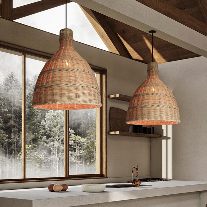 New Large Wabi-sabi Style Rattan Pendant Light