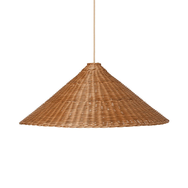 Retro Woven Rattan Cone Umbrella Rattan Pendant Light