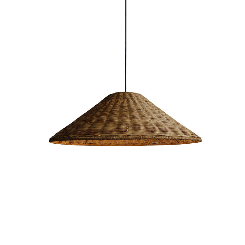Retro Woven Rattan Cone Umbrella Rattan Pendant Light