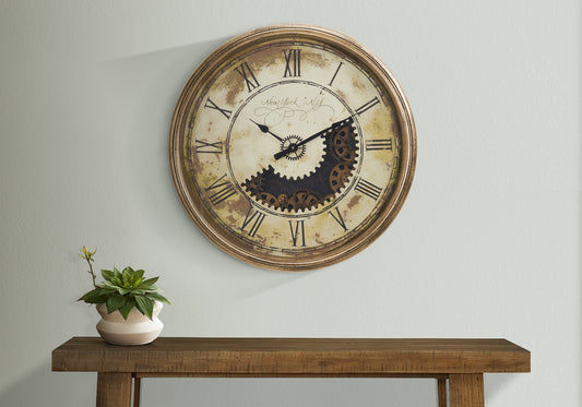 Antique Gold Gear Clock — 30" Oversized Statement