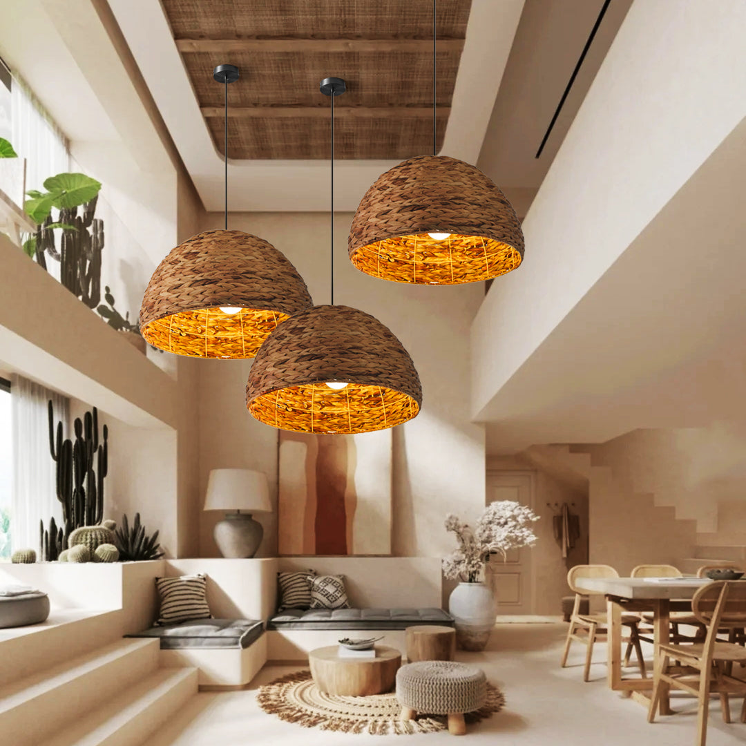 Natural Bowl Farmhouse Coastal Pendant Light