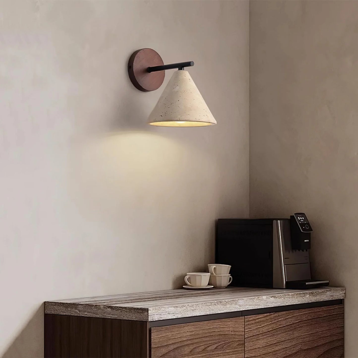 Conical Finley Travertine Wall Lamp