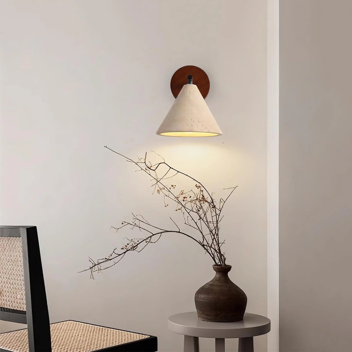 Conical Finley Travertine Wall Lamp