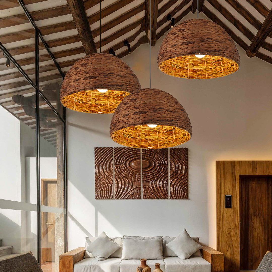 Natural Bowl Farmhouse Coastal Pendant Light