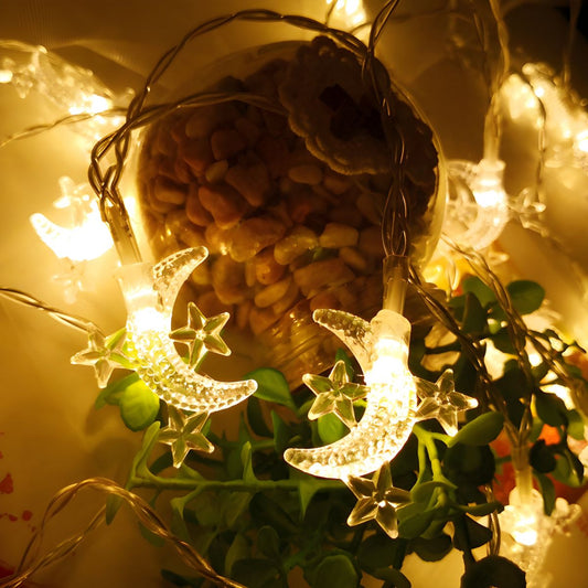 Moon and Star Plastic String Light Modernist 20/40 Heads Clear USB LED Fiesta Lamp. 9.8/19.6 Ft Long