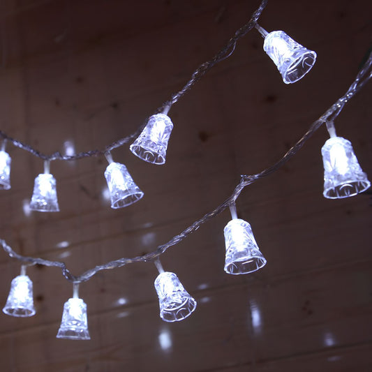Bell Plastic LED Christmas Light Modernist 20/40/80 Bulbs Clear String Lighting in Warm/White/Multi Color Light. 8.2/16.4/32.8 Ft