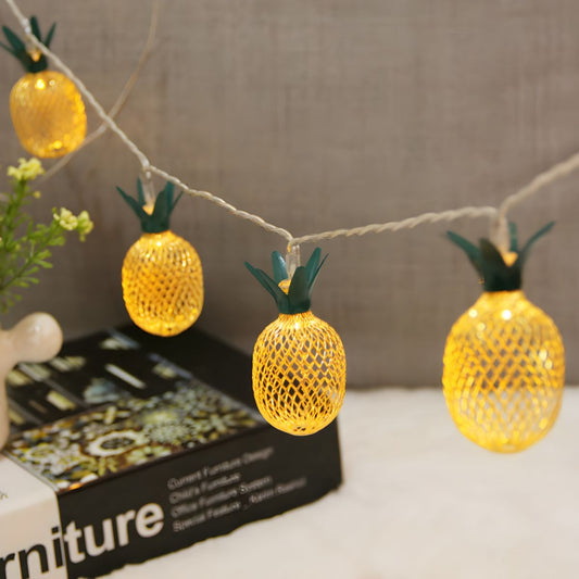 Iron Pineapple LED Light String Modernism 20/40 Bulbs Yellow Party Lighting with USB Charging. 9.8/19.6 Ft Long