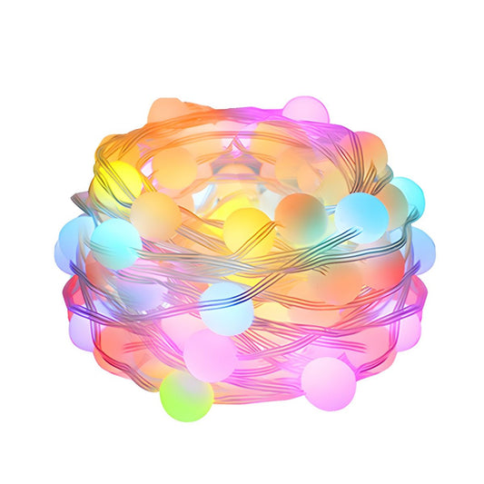 White Ball String Light Creative Plastic LED Festive Lighting with Music Sensor