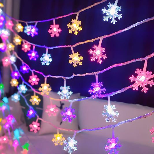 Battery Powered Snowflake LED String Light Decorative Plastic Festive Light for Indoor