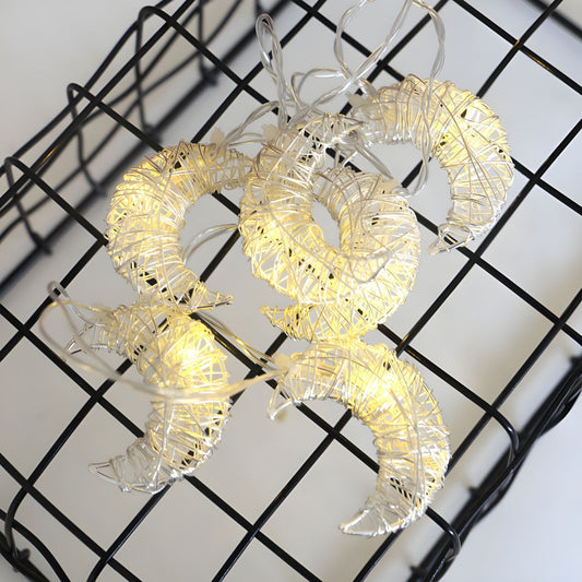 Weaving Crescent Battery String Lamp Art Decor White LED Fairy Lighting for Bedroom