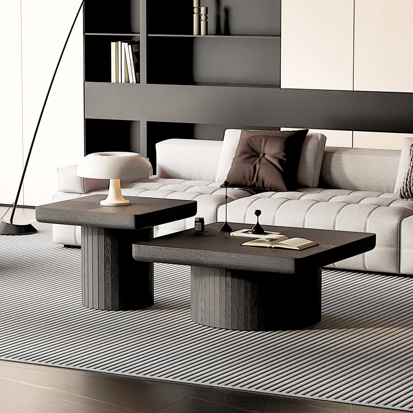 The Wabi Nesting Tables — Black Lacquer, Set of 2