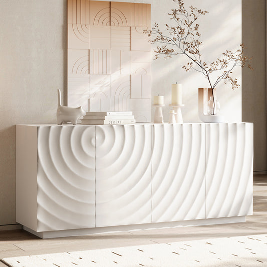 The Ripple Sideboard — White Textured Buffet Cabinet