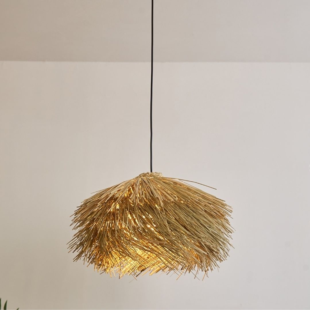 Japanese Wabi-Sabi Rattan Living Room Chandelier Retro Straw Lamp