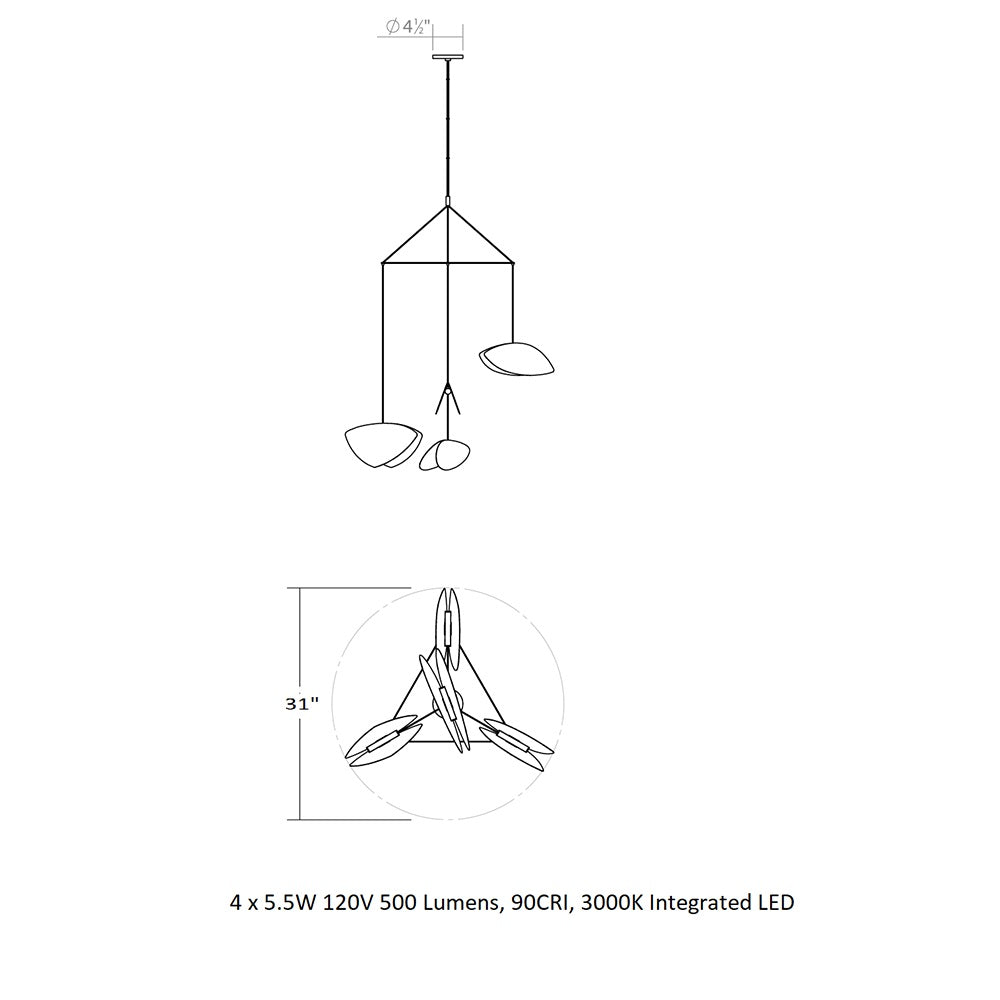 Papillons 4-Light LED Pendant Light