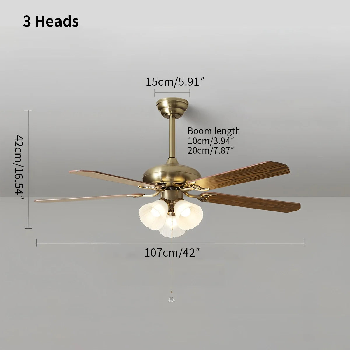American Retro Ceiling Fan Light for Dining Room