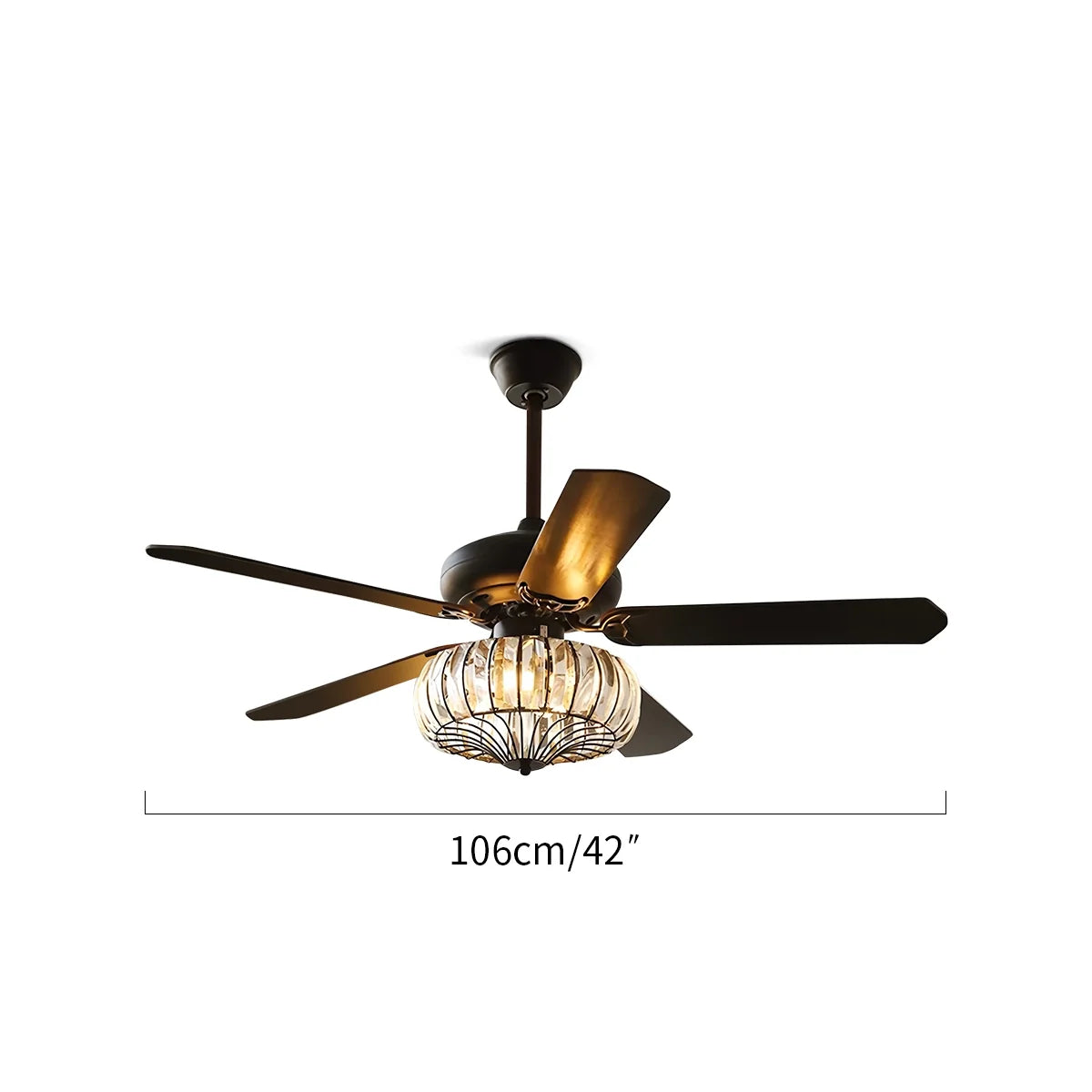 Vintage Crystal Ceiling Fan with Light