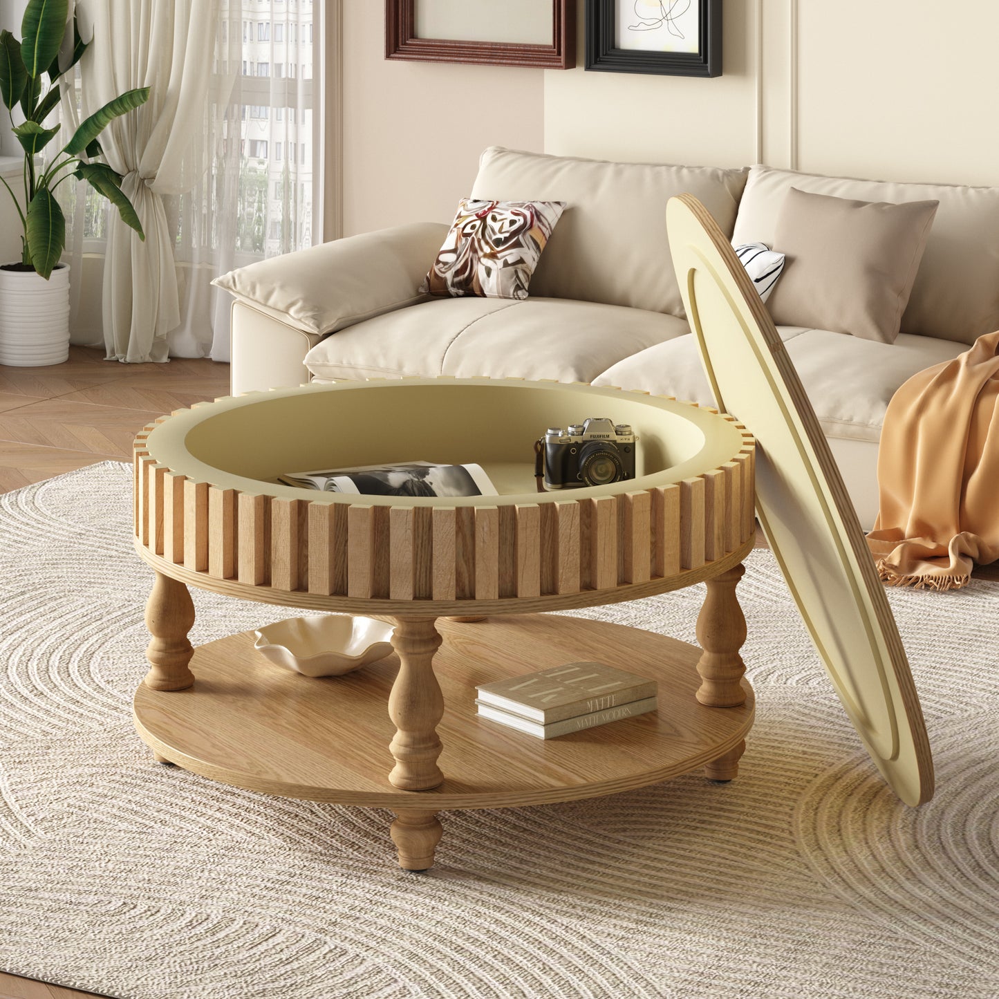 The Grove — Mid-Century Fluted Round Coffee Table
