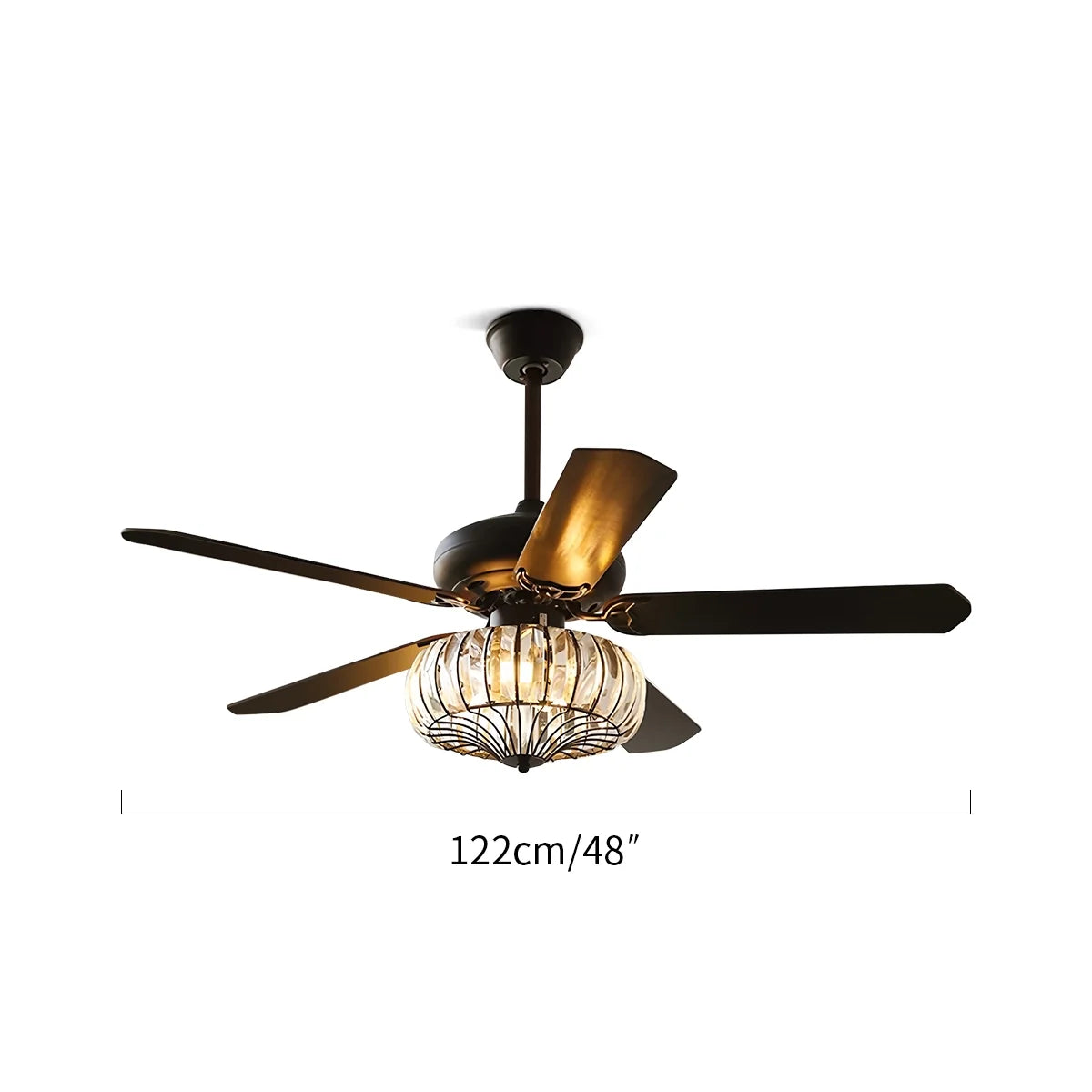 Vintage Crystal Ceiling Fan with Light