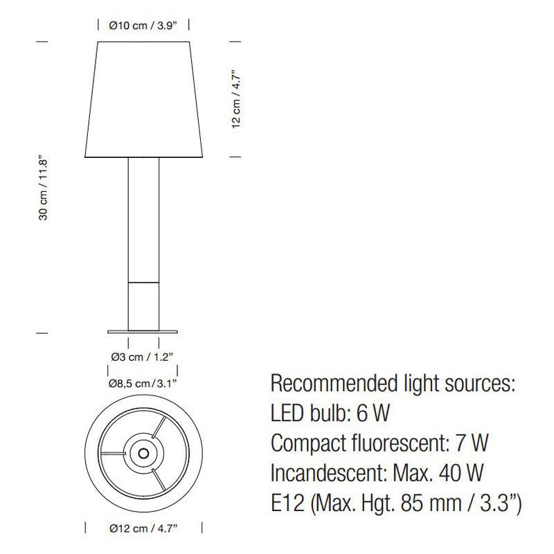 Nickel with pleated shade Basica Minima Table lamp OPEN BOX