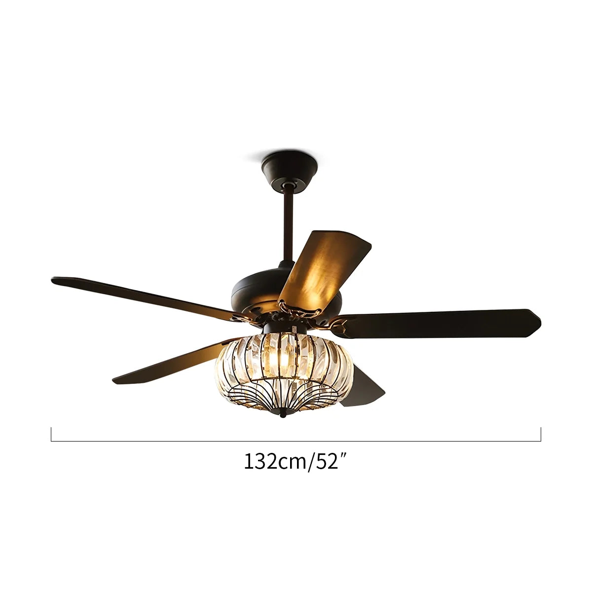Vintage Crystal Ceiling Fan with Light