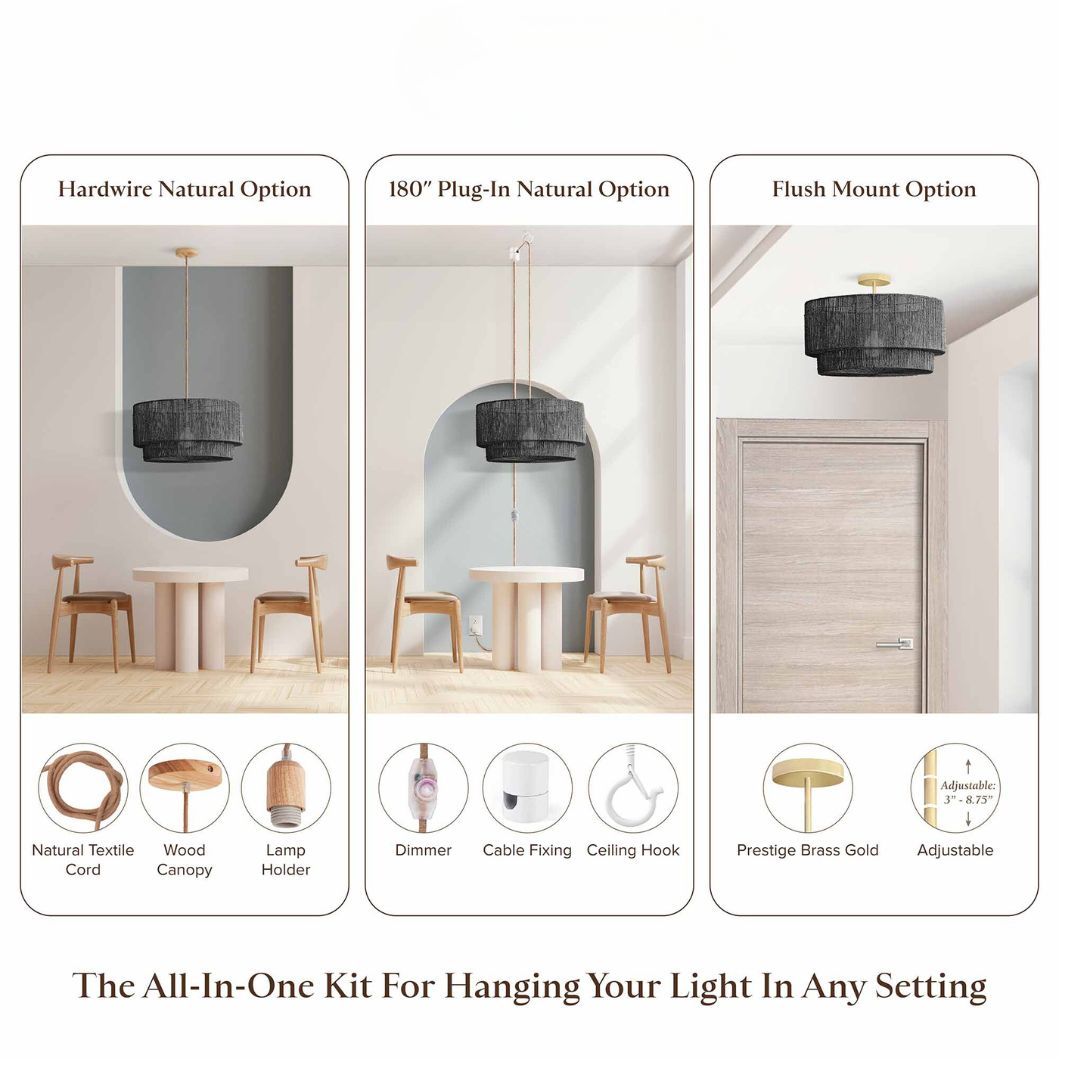 Shiloh Rattan Pendant Light - Bohemian Lampshade, Rattan Light Fixture