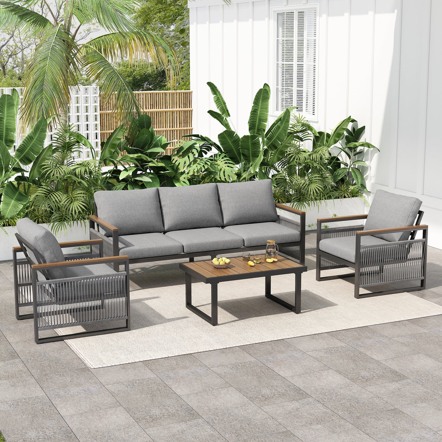 The Terrace Set — 4-Piece Outdoor Metal Patio Furniture