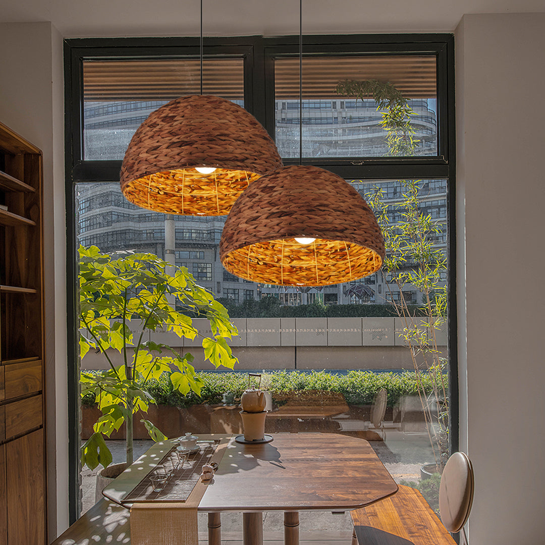 Natural Bowl Farmhouse Coastal Pendant Light