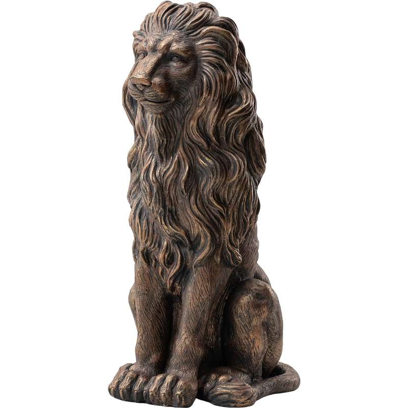 Matte Black Lion Statue 20.5 Inch | Resin Indoor Outdoor Sculpture