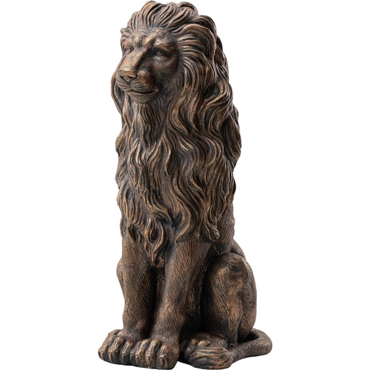 Matte Black Lion Statue 20.5 Inch | Resin Indoor Outdoor Sculpture